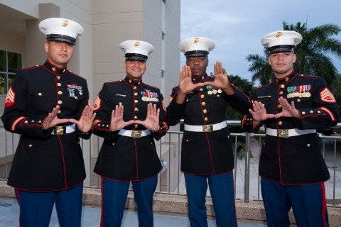 marines making u symbol