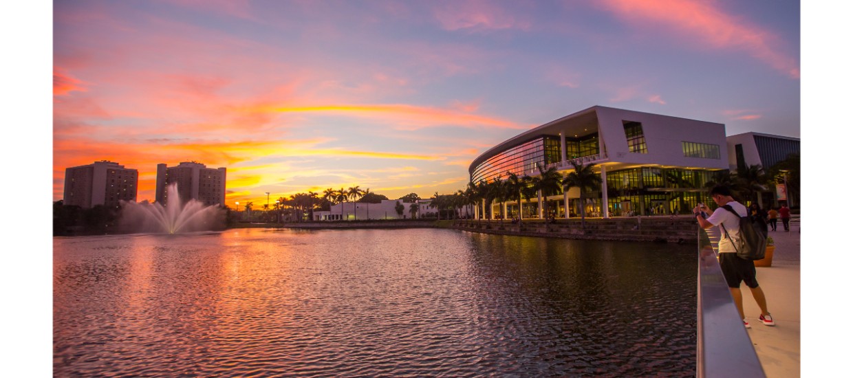 sunset behind shalala center