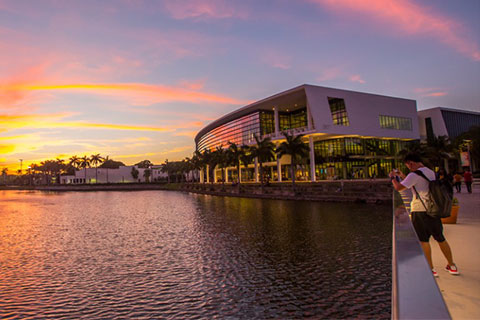 sunset behind shalala center